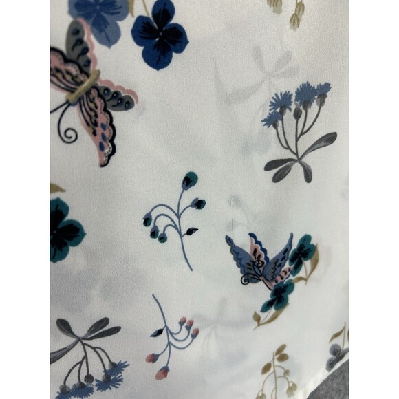 LOFT White Floral Top Flowy Sheer Button Up Blouse Size 20 Long Sleeve Tunic - Picture 8 of 13